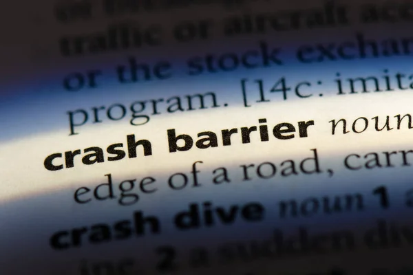 crash barrier word in a dictionary. crash barrier concept