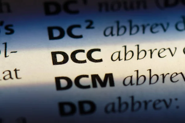 Слово Dcc Словаре Концепция Dcc — стоковое фото