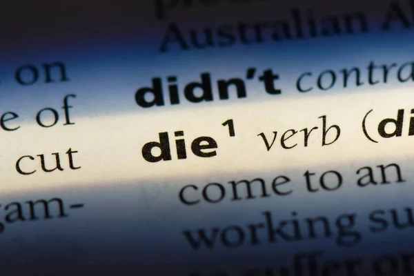 Bir Sözlüğü Ndeki Sözcüğü Ölmek Die Kavramı — Stok fotoğraf