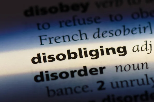 Disobliging Λέξη Ένα Λεξικό Disobliging Έννοια — Φωτογραφία Αρχείου