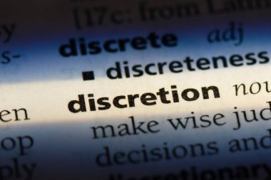 discretion word in a dictionary. discretion concept clipart