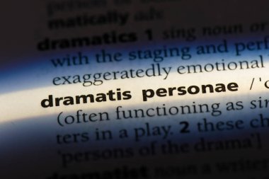 bir sözlüğü'ndeki Dramatis personae sözcüğü. Dramatis personae kavramı