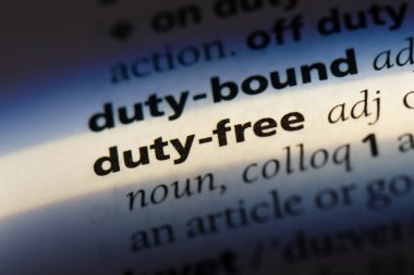 Duty free word Sözlük içinde. Duty free kavramı