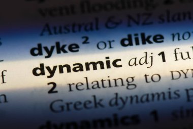 bir sözlüğü'ndeki dinamik sözcüğü. Dinamik kavramı