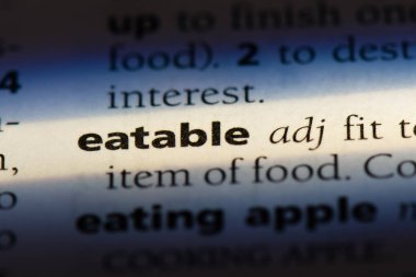 yenilebilir tek kelimeyle bir sözlük. yenilebilir kavramı