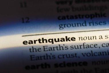 bir sözlüğü'ndeki deprem sözcüğü. deprem kavramı