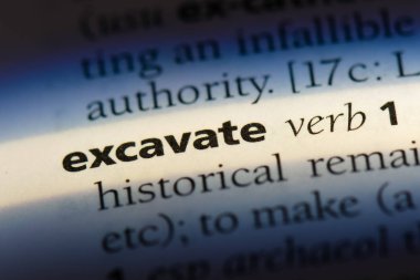 bir sözlüğü'ndeki sözcüğü kazmaya. Konsept ev Kazısı