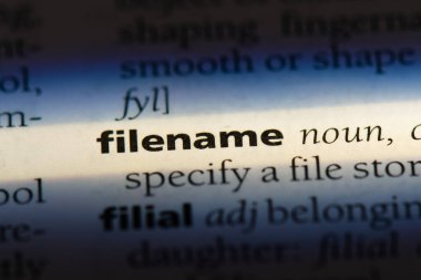 dosya Word'de bir sözlük. dosya adı kavramı