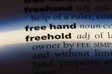 freehold word in a dictionary. freehold concept clipart