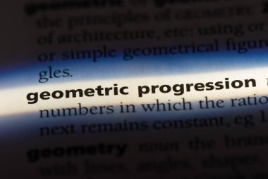 bir sözlüğü'ndeki geometrik ilerleme sözcüğü. geometrik ilerleme kavramı