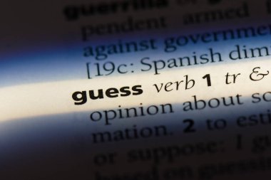 bir sözlüğü'ndeki sözcüğü tahmin. Sanırım kavramı