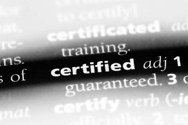 Sertifikalı tek kelimeyle bir sözlük. Sertifikalı kavramı