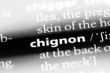 bir sözlüğü'ndeki chignon sözcüğü. chignon kavramı