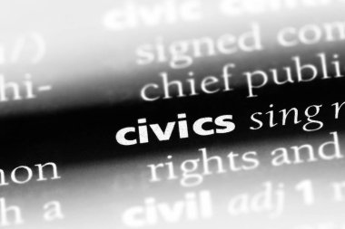 civics word in a dictionary. civics concept clipart