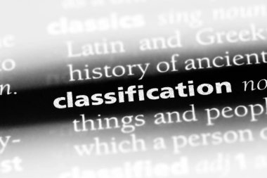 bir sözlüğü'ndeki sınıflandırma sözcüğü. sınıflandırma kavramı