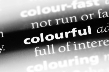 renkli tek kelimeyle bir sözlük. renkli kavramı