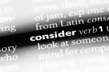 bir sözlüğü'ndeki sözcüğü göz önünde bulundurun. kavram düşünün