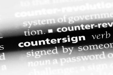 bir sözlüğü'ndeki sözcüğü countersign. işareti kavramı