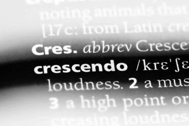 bir sözlüğü'ndeki Crescendo sözcüğü. Crescendo kavramı
