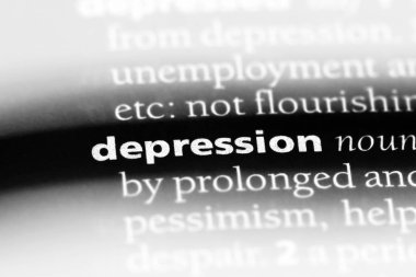 bir sözlüğü'ndeki depresyon sözcüğü. depresyon kavramı