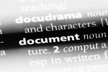 Belge Word'de bir sözlük. Belge kavramı