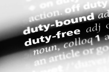 Duty free word Sözlük içinde. Duty free kavramı
