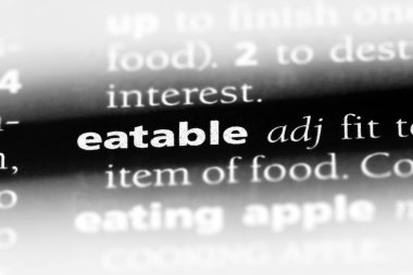 yenilebilir tek kelimeyle bir sözlük. yenilebilir kavramı