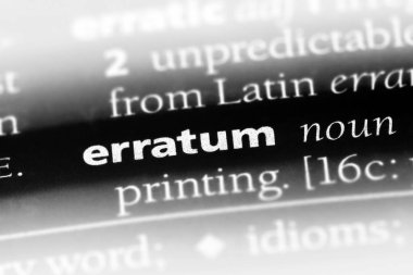 bir sözlüğü'ndeki erratum sözcüğü. erratum kavramı