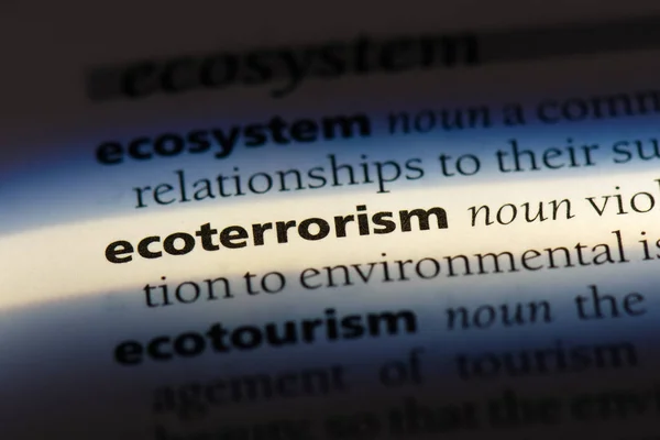 Ecoterrorism Slovo Slovníku Ecoterrorism Koncepce — Stock fotografie