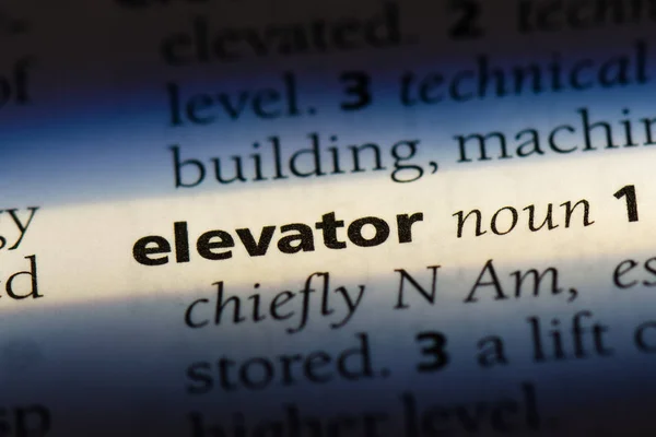 Ліфт Слово Словнику Концепція Ліфта — стокове фото