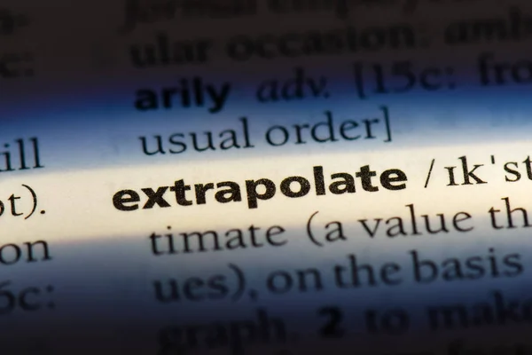 Ekstrapolować Słowo Słowniku Ekstrapolacji Koncepcja — Zdjęcie stockowe