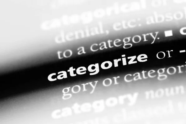 Kategorisieren Wort Einem Wörterbuch Konzept Kategorisieren — Stockfoto