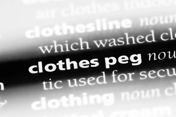 clothes peg word in a dictionary. clothes peg concept