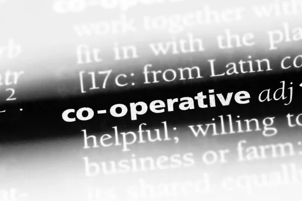co-operative word in a dictionary. co-operative concept