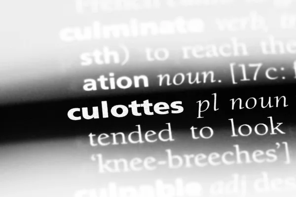 Culottes Palabra Diccionario Concepto Culottes — Foto de Stock