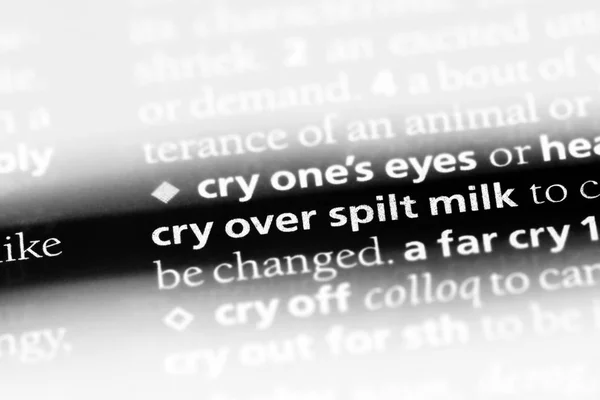 cry over split milk word in a dictionary. cry over split milk concept