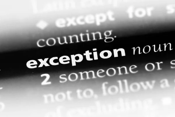 Palabra Excepción Diccionario Concepto Excepción —  Fotos de Stock