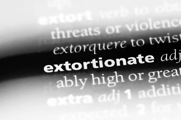 Extorsionar Palabra Diccionario Concepto Extorsión — Foto de Stock