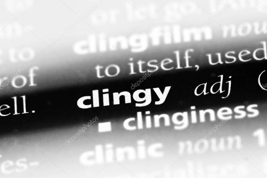 clingy word in a dictionary. clingy concept