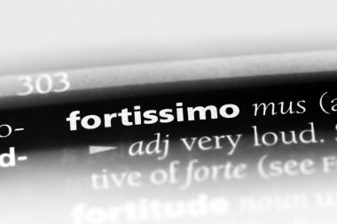 bir sözlüğü'ndeki fortissimo sözcüğü. Fortissimo kavramı