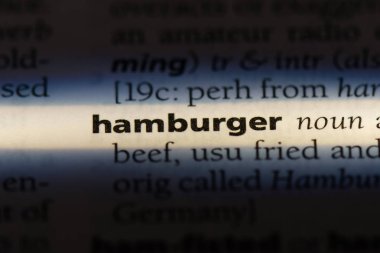 Hamburger Word'de bir sözlük. Hamburger kavramı.