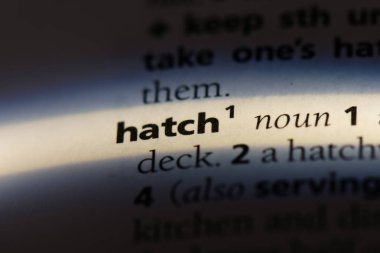 bir sözlüğü'ndeki Hatch sözcüğü. kapak konsepti.