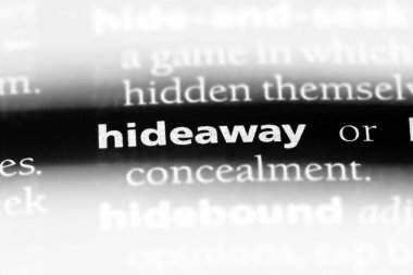 Hideaway Word'de bir sözlük. Hideaway kavramı.