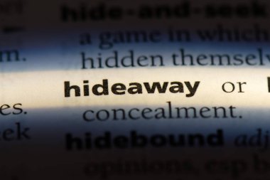Hideaway Word'de bir sözlük. Hideaway kavramı.