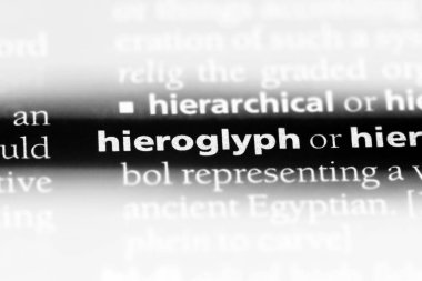 bir sözlükte hiyeroglif kelime. hiyeroglif kavramı.