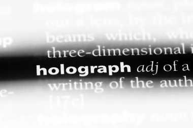 bir sözlüğü'ndeki hologram sözcüğü. Hologram kavramı.
