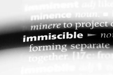 immiscible tek kelimeyle bir sözlük. immiscible kavramı.