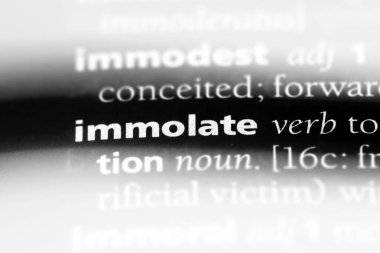 bir sözlüğü'ndeki sözcüğü immolate. kavram immolate.