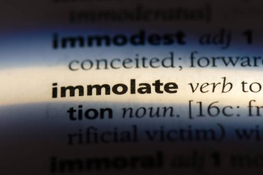 bir sözlüğü'ndeki sözcüğü immolate. kavram immolate.