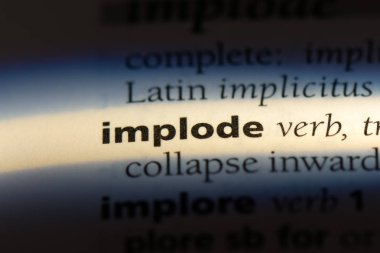 implode word in a dictionary. implode concept. clipart